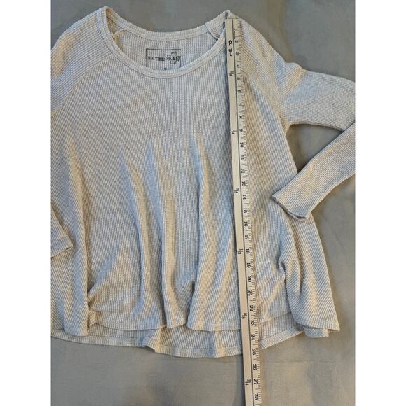 Free People Thermal Oatmeal Beige Long Sleeve Top We the Free Tee Small - Picture 7 of 8